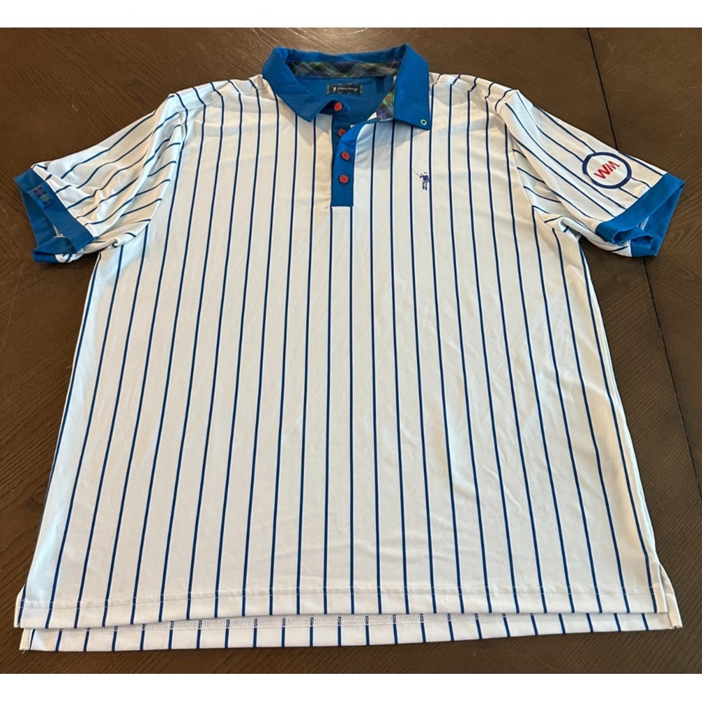 William Murray Shirt Mens XXL‎ White Striped Polo This Is The Year Chicago Cubs
